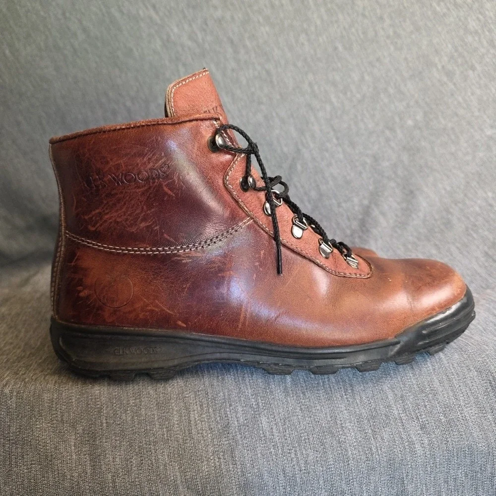 Elk Woods‎ Boots Brown Leather Men's 8.5 D Lace Up Hiking Gorpcore Outdoors Lite